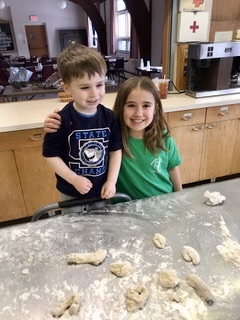 Working on communion bread